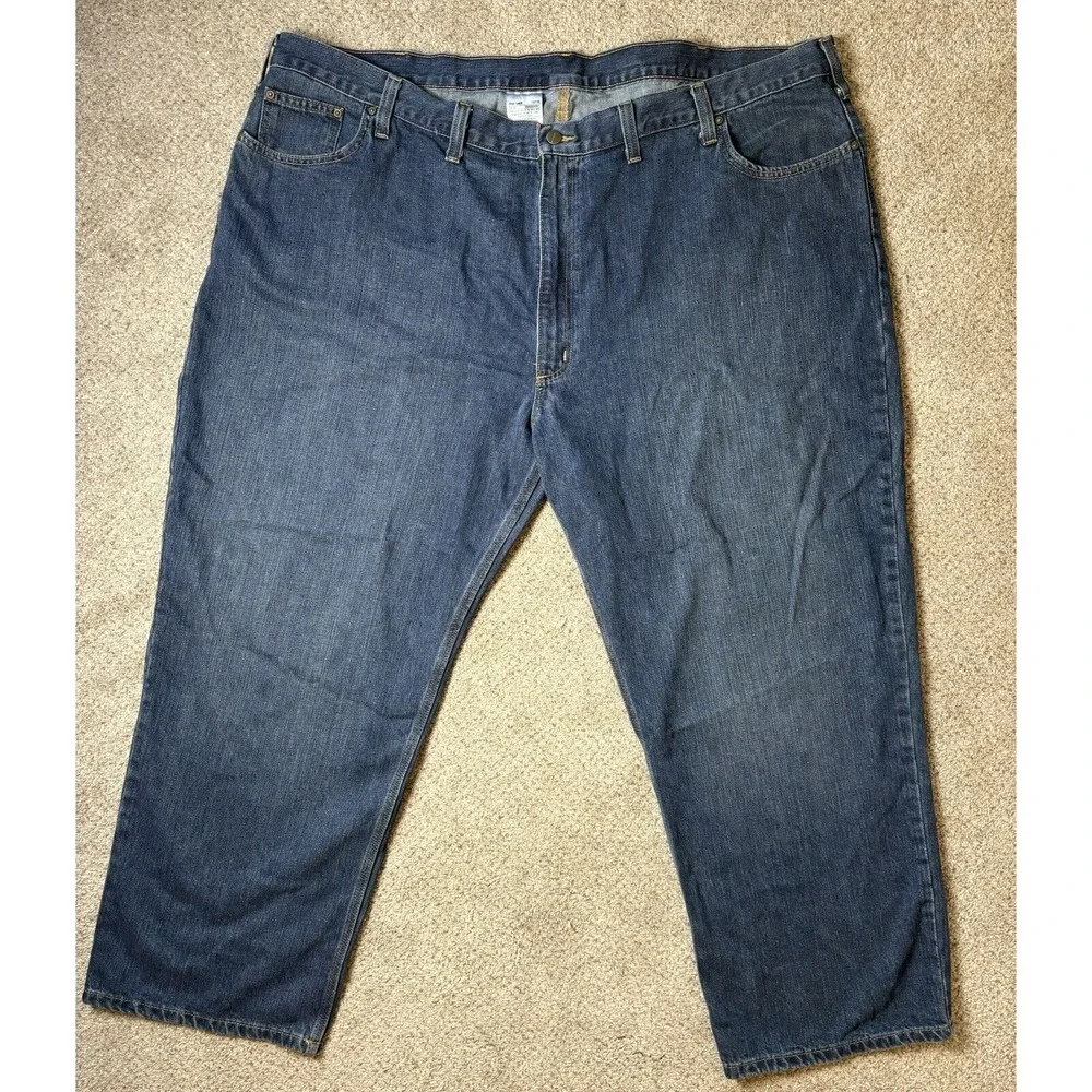 Carhartt Men's Jeans 52x30 Relaxed Fit Denim Blue Cotton Blend‎